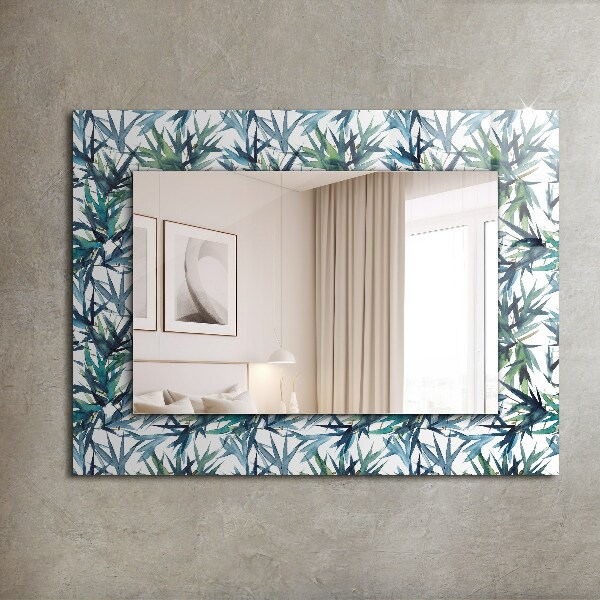 Wall mirror decor Bamboo leaves in watercolour
