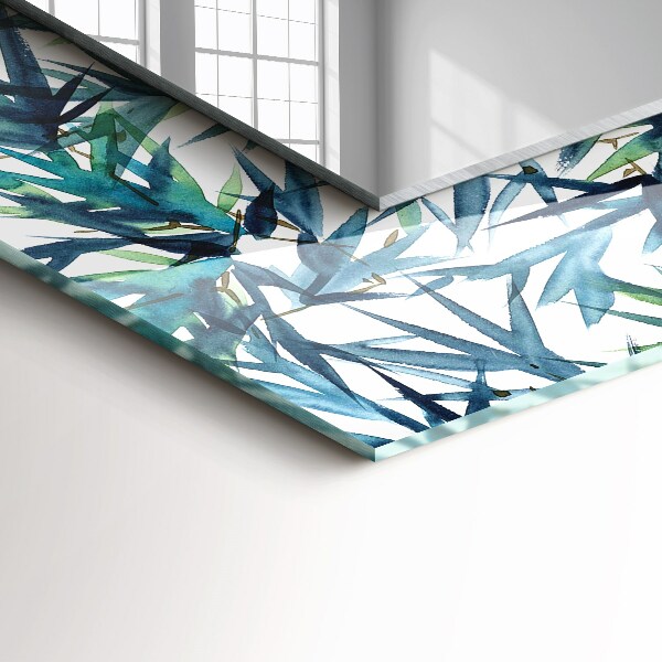Wall mirror decor Bamboo leaves in watercolour