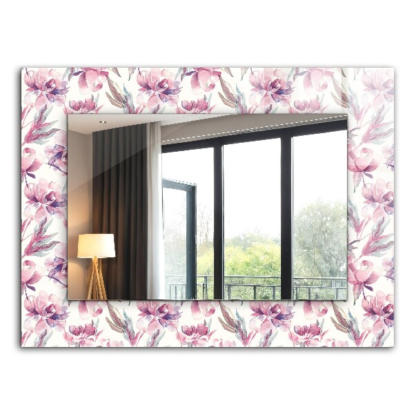 Wall mirror design Purple flower motifs