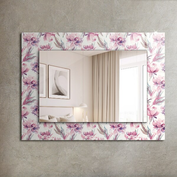 Wall mirror design Purple flower motifs