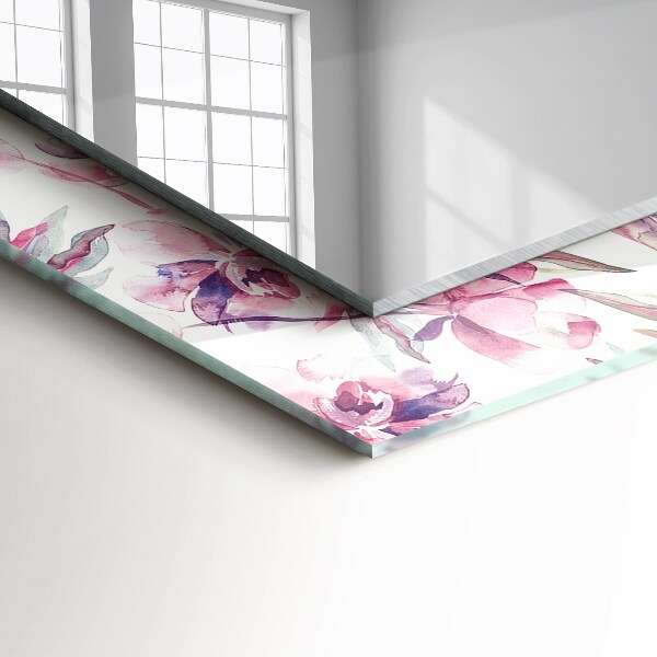 Wall mirror design Purple flower motifs