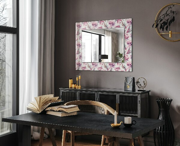 Wall mirror design Purple flower motifs