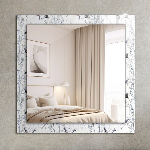 Decorative mirror Cranes and bamboo