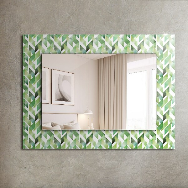 Wall mirror decor Green geometric pattern