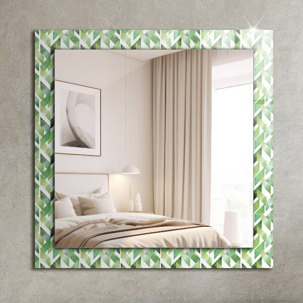 Wall mirror decor Green geometric pattern