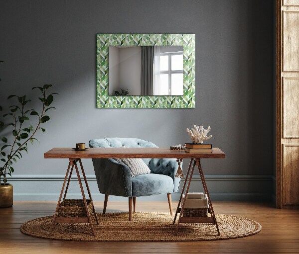 Wall mirror decor Green geometric pattern