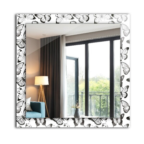Decorative mirror Black and white butterflies