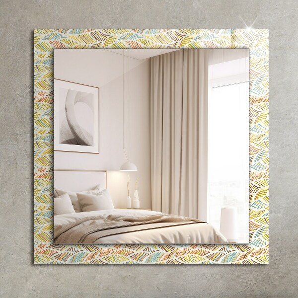 Wall mirror design Coloured wavy leaves