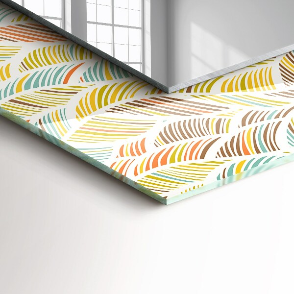 Wall mirror design Coloured wavy leaves