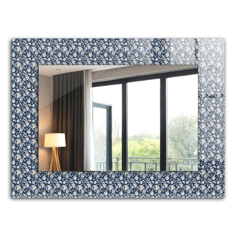 Mirror frame with print Blue flower design