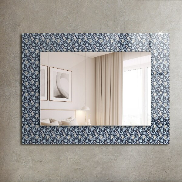 Mirror frame with print Blue flower design