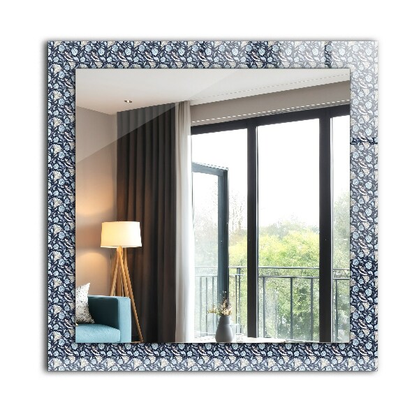 Mirror frame with print Blue flower design