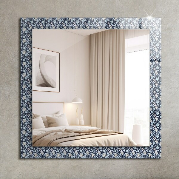 Mirror frame with print Blue flower design