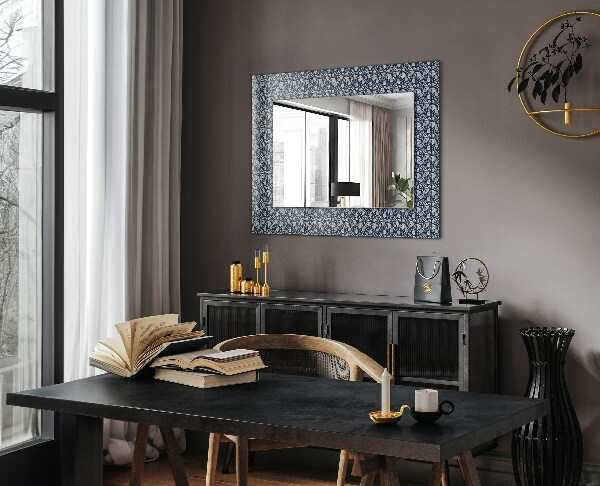 Mirror frame with print Blue flower design
