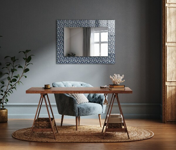 Mirror frame with print Blue flower design