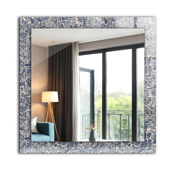 Wall mirror decor Floral pattern on fabric