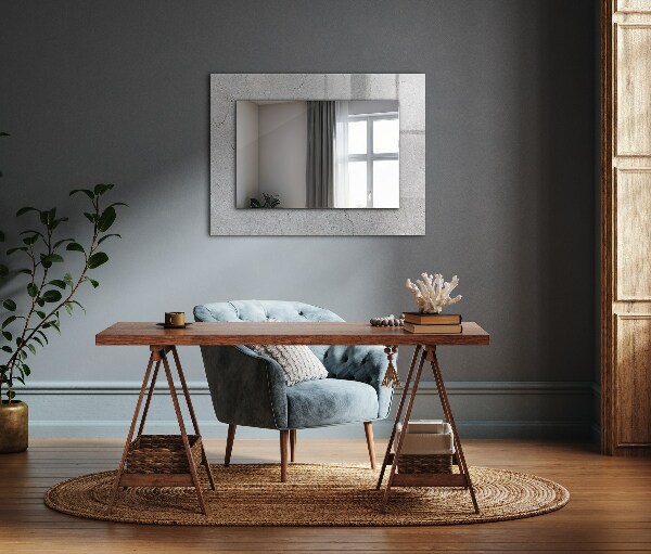 Mirror frame with print Cracked concrete surface