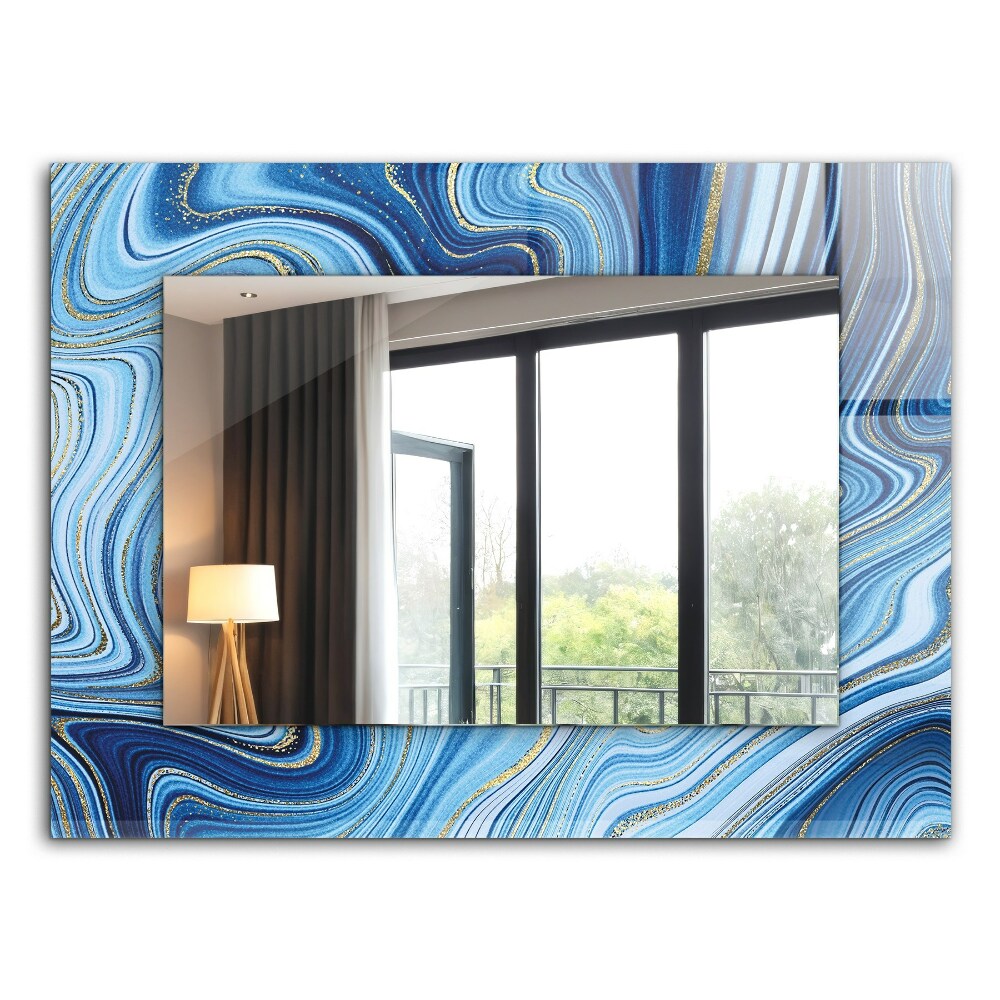 Mirror frame with print Blue abstract pattern