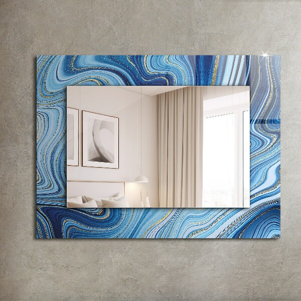 Mirror frame with print Blue abstract pattern