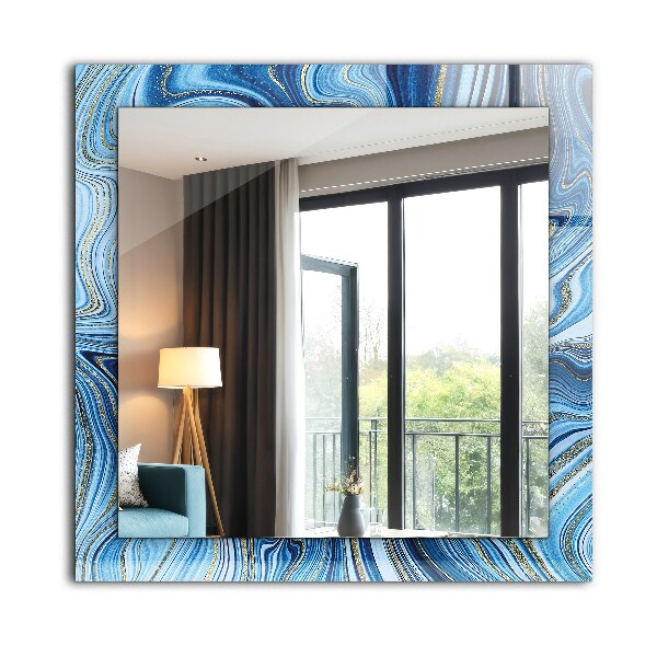 Mirror frame with print Blue abstract pattern