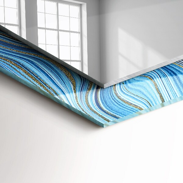 Mirror frame with print Blue abstract pattern