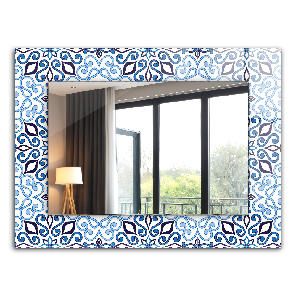 Decorative mirror Blue ornamental motif