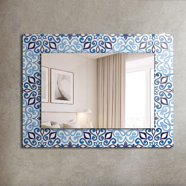 Decorative mirror Blue ornamental motif