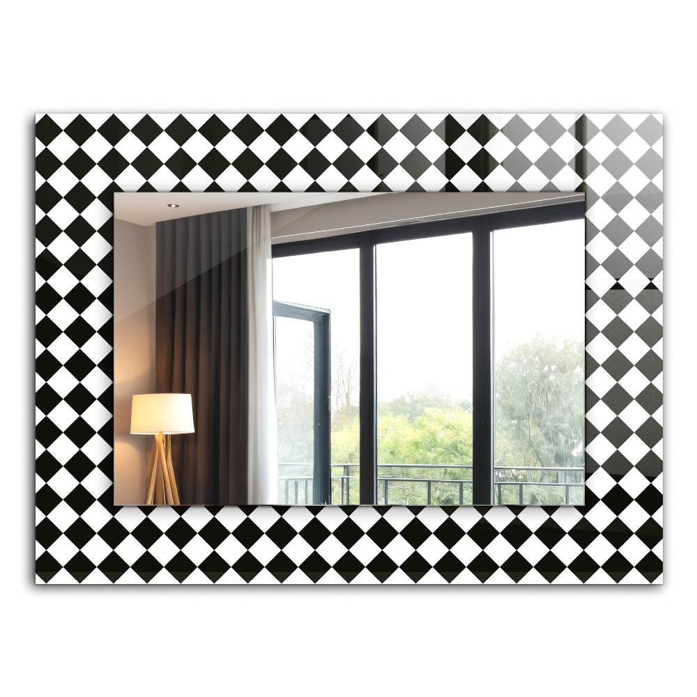 Wall mirror decor Black and white chess board