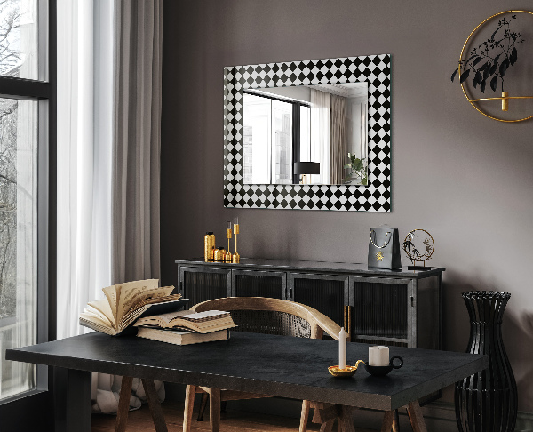Wall mirror decor Black and white chess board