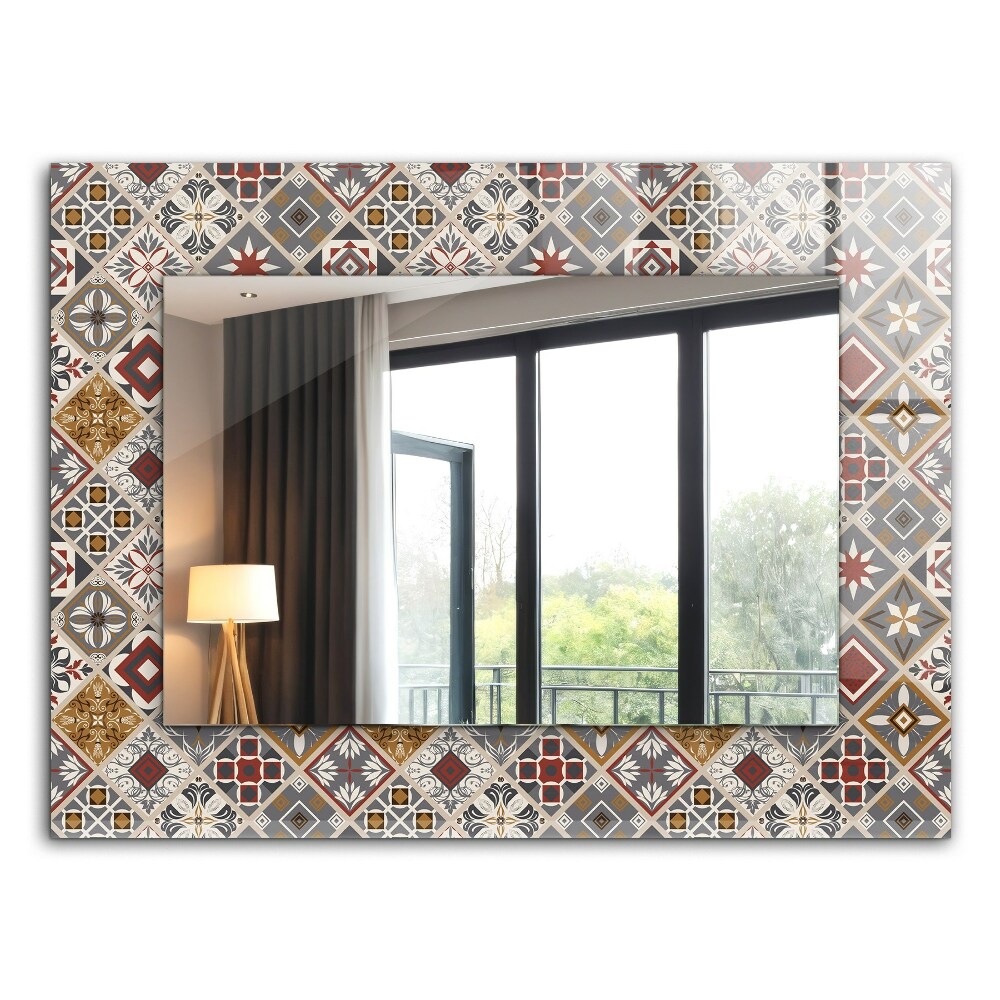 Mirror frame with print Coloured mosaic