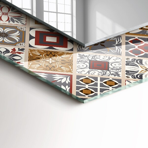 Mirror frame with print Coloured mosaic