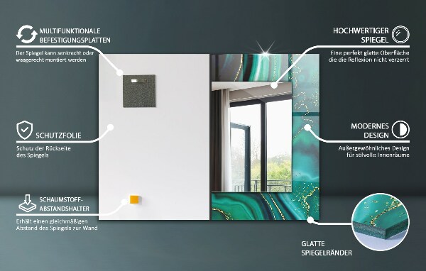 Mirror frame with print Cement wall texture