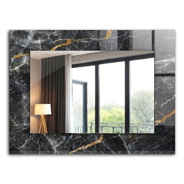 Decorative mirror Black marble veins