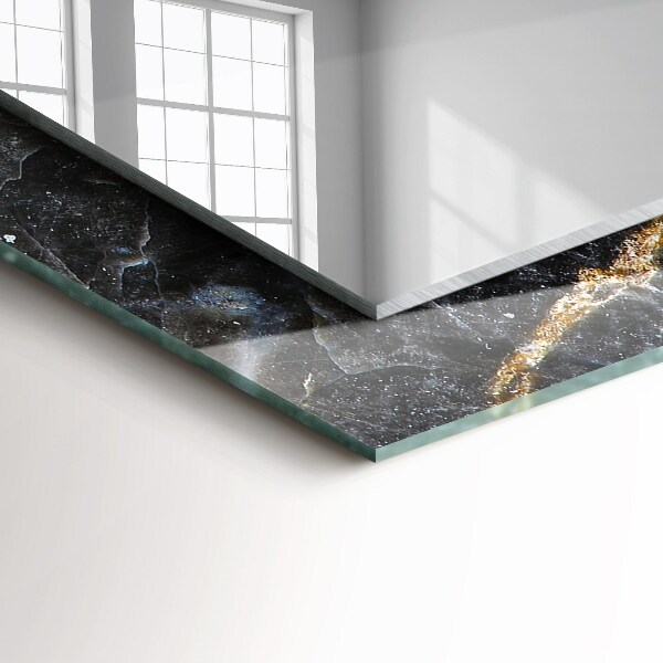 Decorative mirror Black marble veins