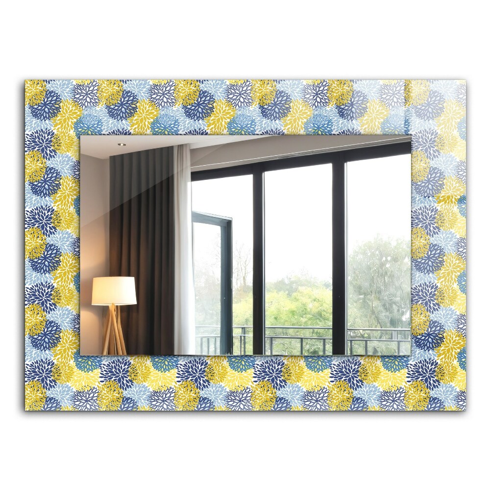 Mirror frame with print Coloured floral pattern