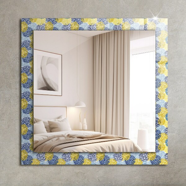 Mirror frame with print Coloured floral pattern