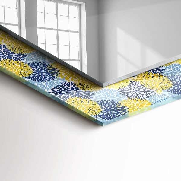 Mirror frame with print Coloured floral pattern