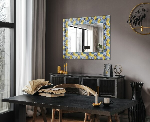 Mirror frame with print Coloured floral pattern