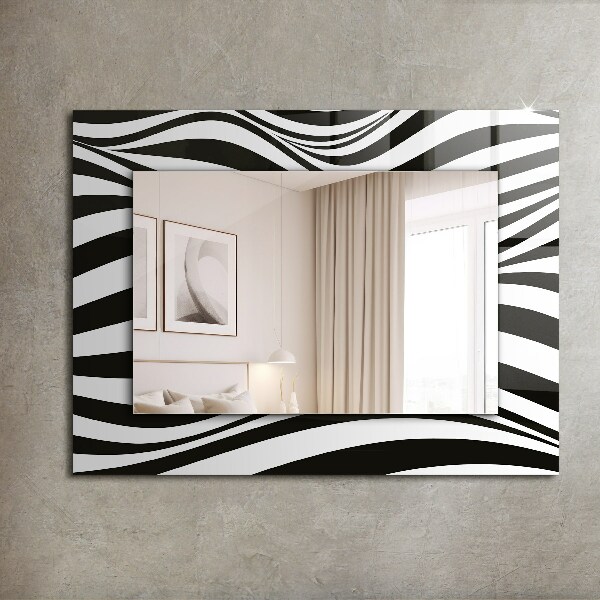 Printed mirror Black and white waves