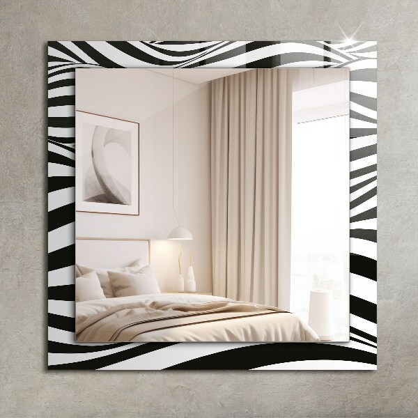 Printed mirror Black and white waves