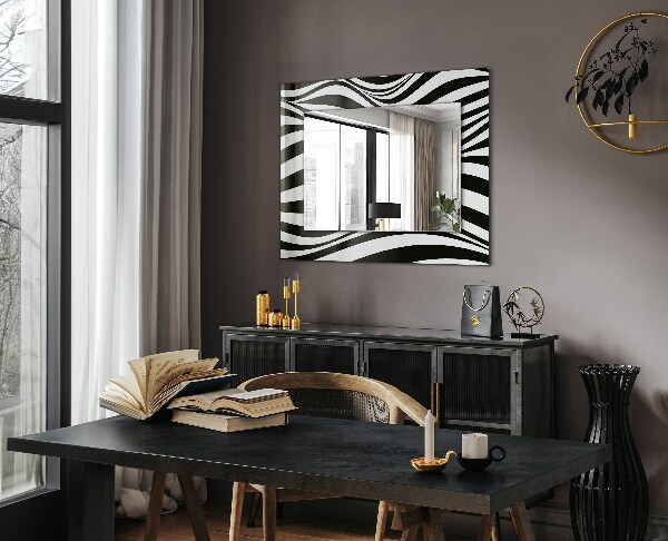 Printed mirror Black and white waves
