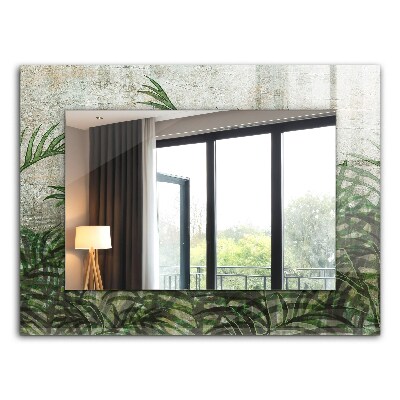Mirror frame with print Green fern leaves