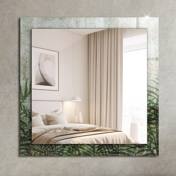 Mirror frame with print Green fern leaves
