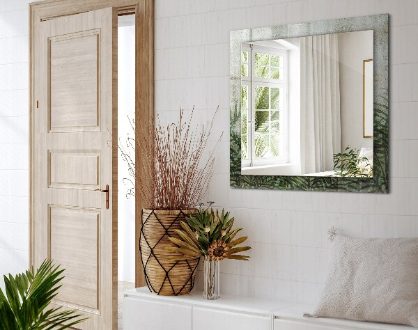 Mirror frame with print Green fern leaves