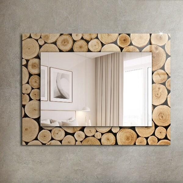 Wall mirror design Cross section of tree trunks