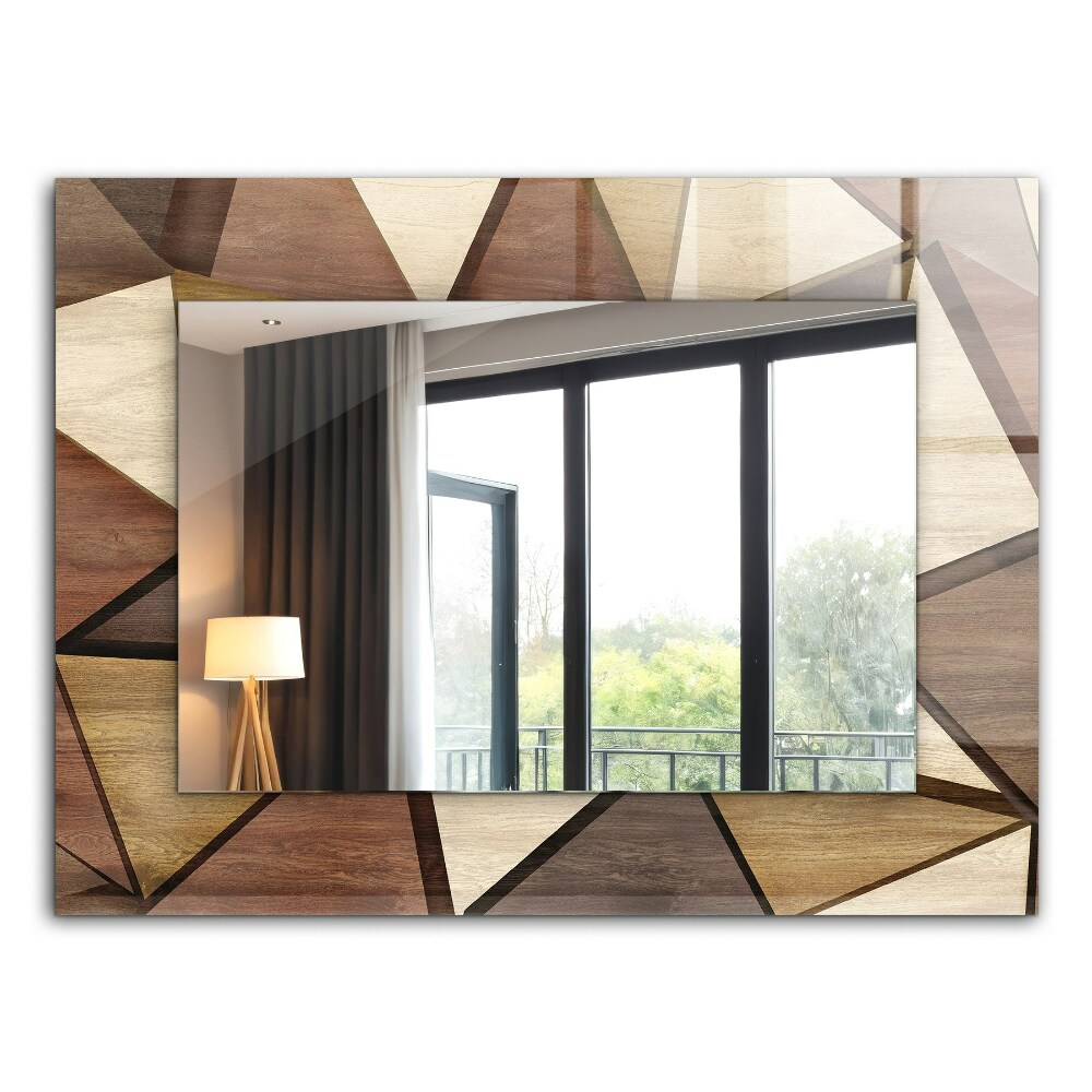 Wall mirror decor Geometric patterns in wood