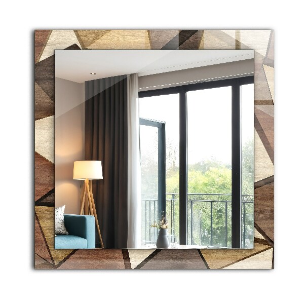 Wall mirror decor Geometric patterns in wood