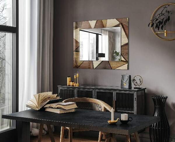 Wall mirror decor Geometric patterns in wood