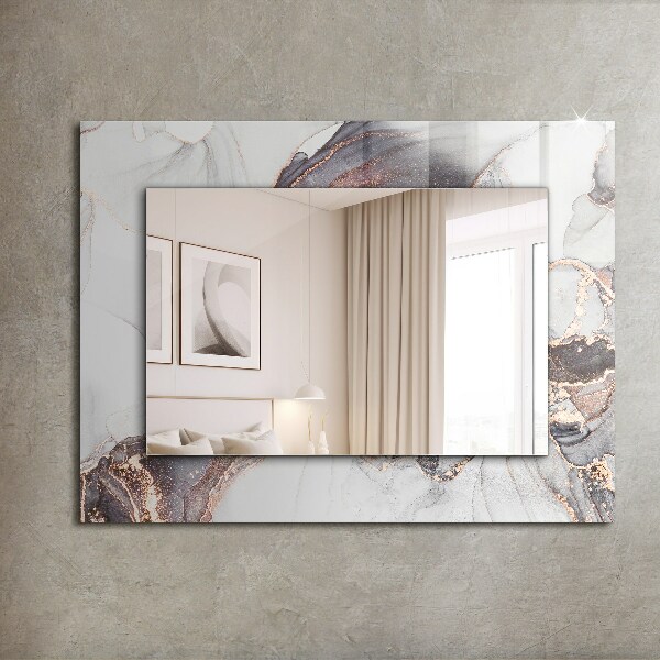 Mirror frame with print Abstract marble art