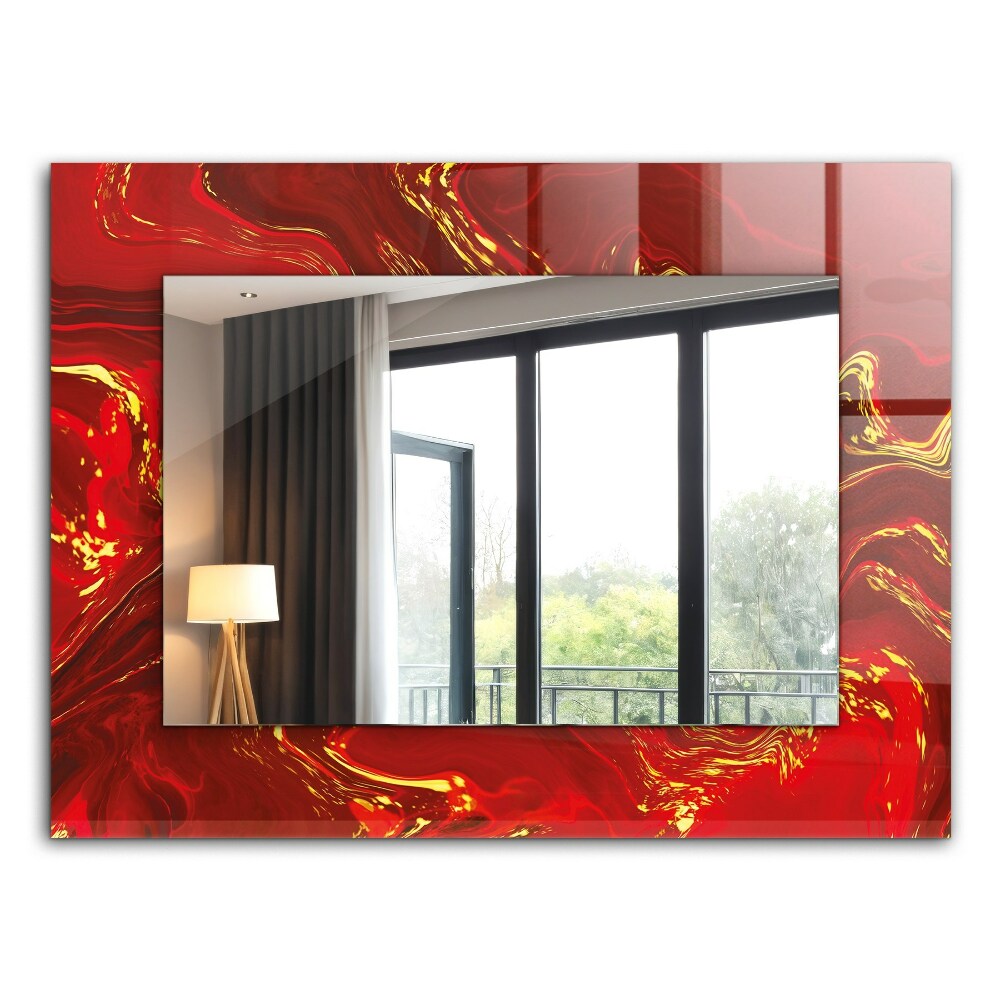 Wall mirror decor Abstract red paint